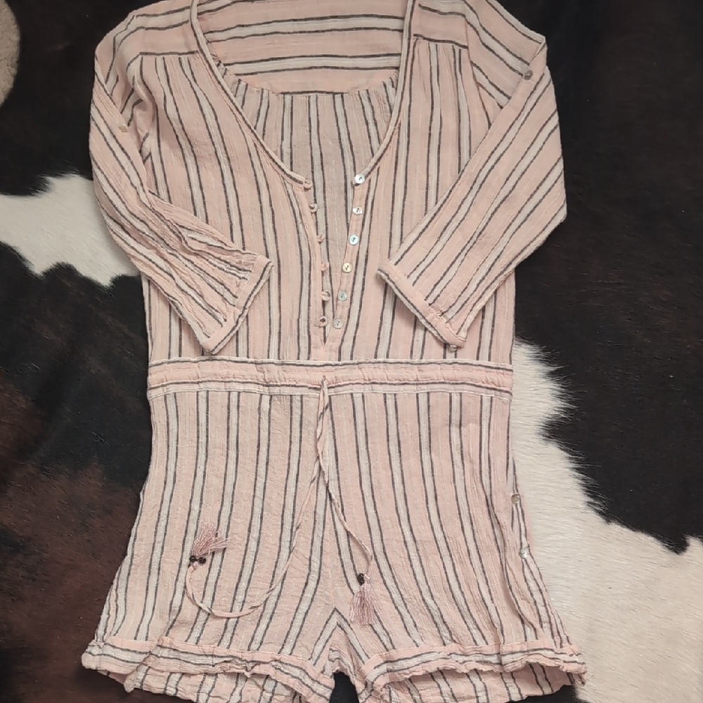 Island Boho Striped Romper Vintage